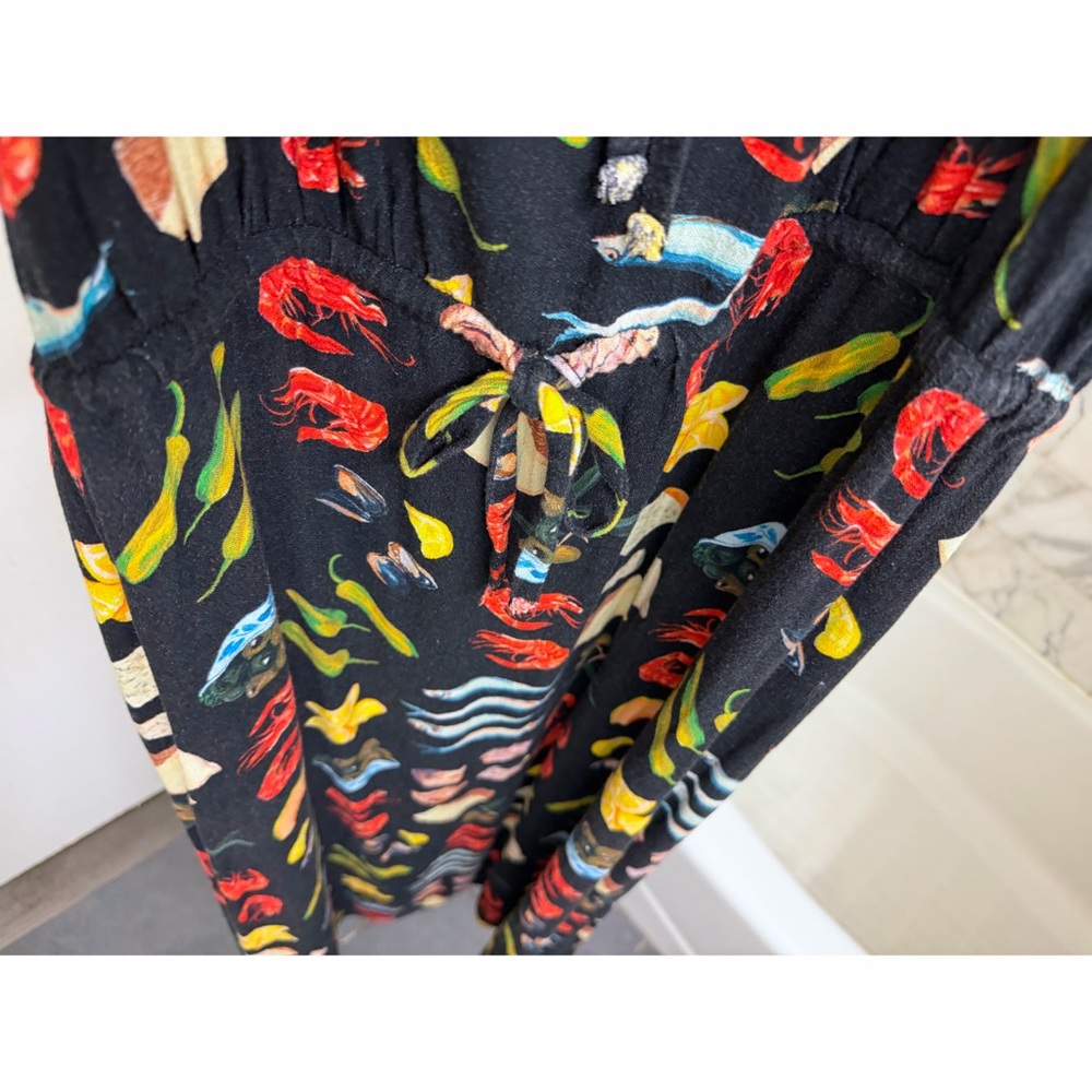 Lisa Says Gah Lux Food Print Maxi Dress Tapas Black Lemon Olive Fruit XL - Picture 9 of 14